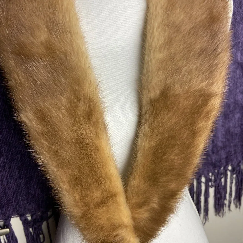 Vtg Beige Real Mink Fur Collar for Coat or Sweater/ Dress